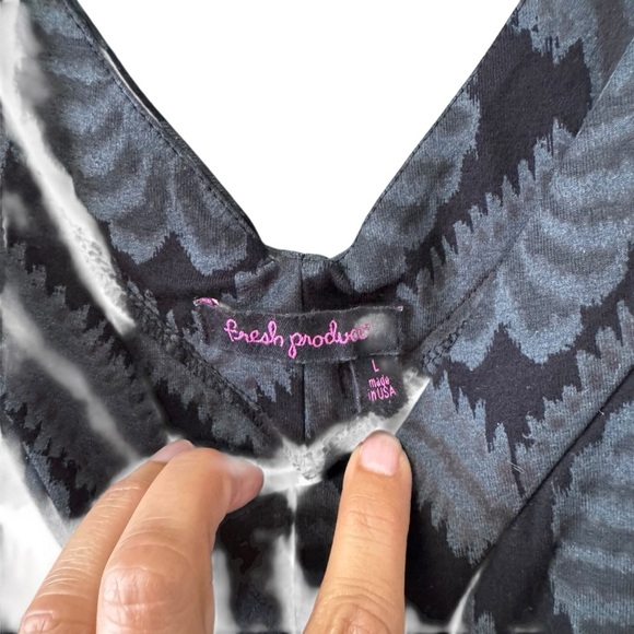 Fresh Produce Printed Maxi Tank Summer Dress Size Lg Black Gray Casual Longline - Picture 3 of 11